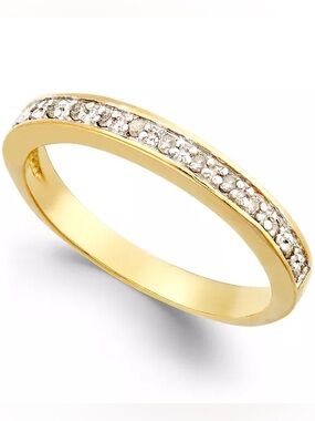 Macy's Diamond Band (1/10 ct. t.w.) in 18k Gold over Sterling Silver